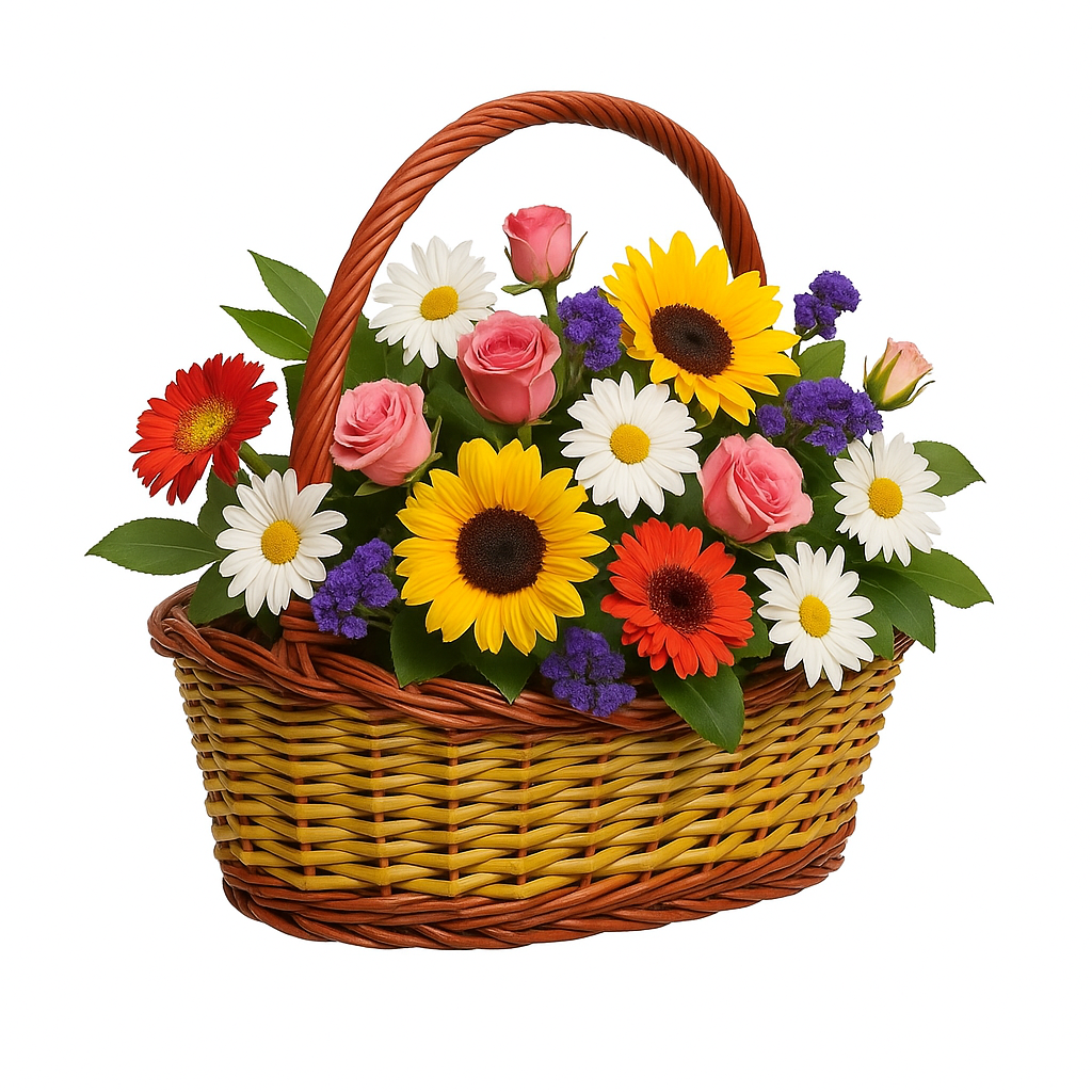 Cane Boat Basket with Handle - 30 cm