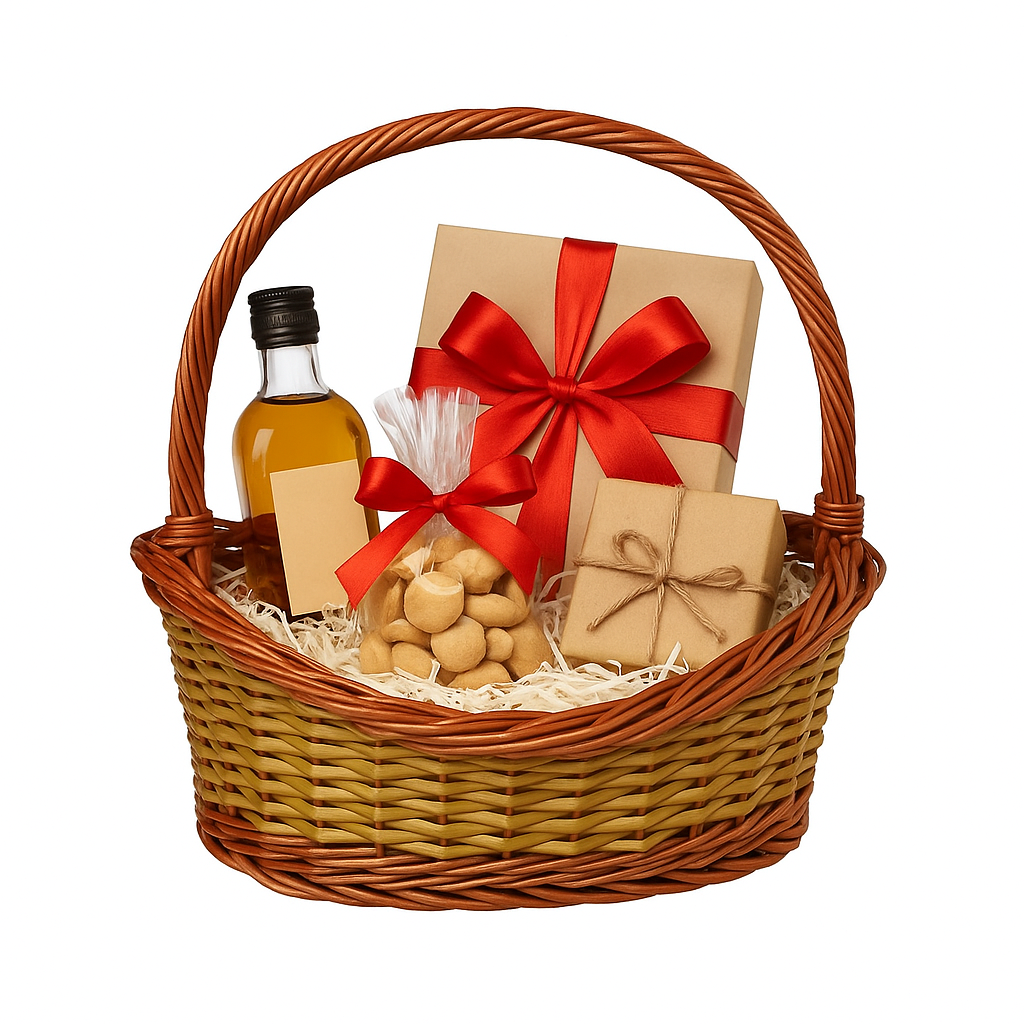 Cane Boat Basket with Handle - 30 cm