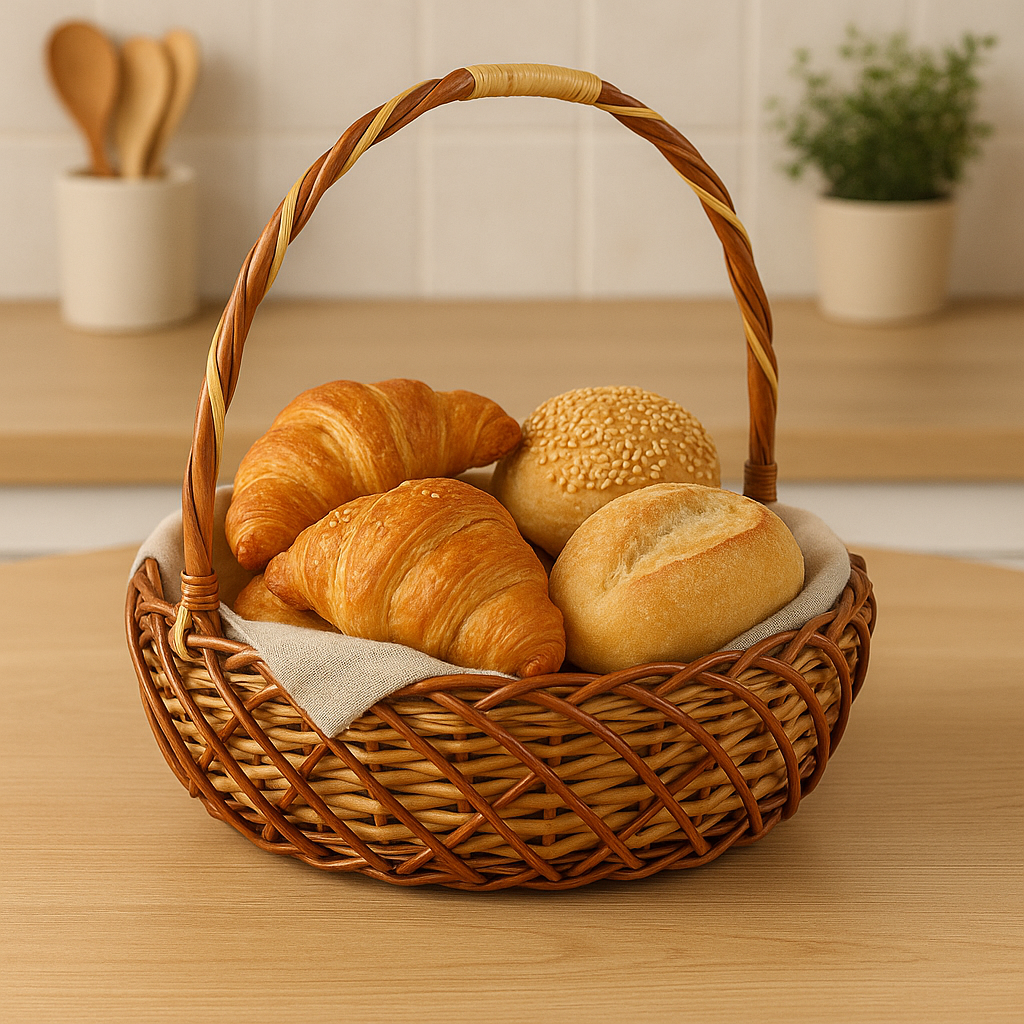 Cane Round Premium Basket with Handle - 38 cm