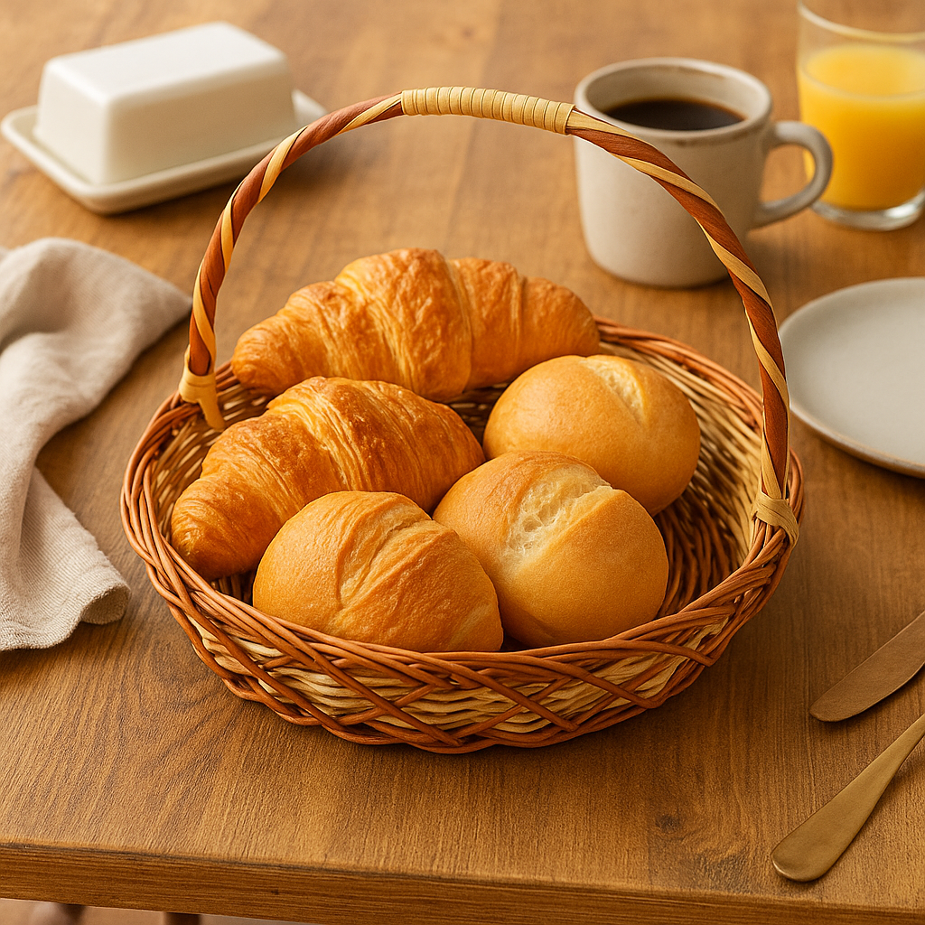 Cane Round Premium Basket with Handle - 34 cm