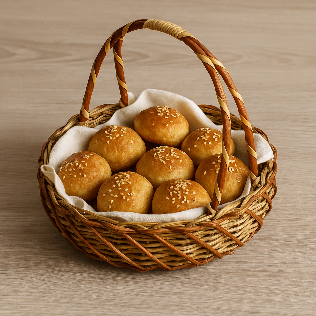 Cane Round Premium Basket with Handle - 28 cm