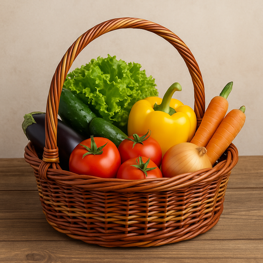 Cane Round Fine Basket with Handle - 36 cm