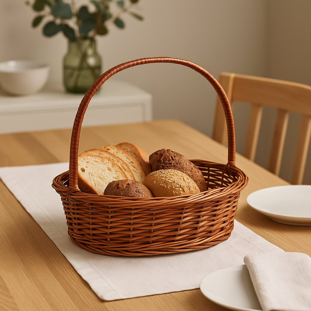Cane Oval Basket with Handle - 40 cm X 28 cm