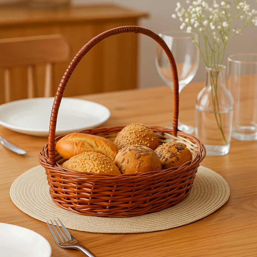 Cane Oval Basket with Handle - 36 cm X 26 cm