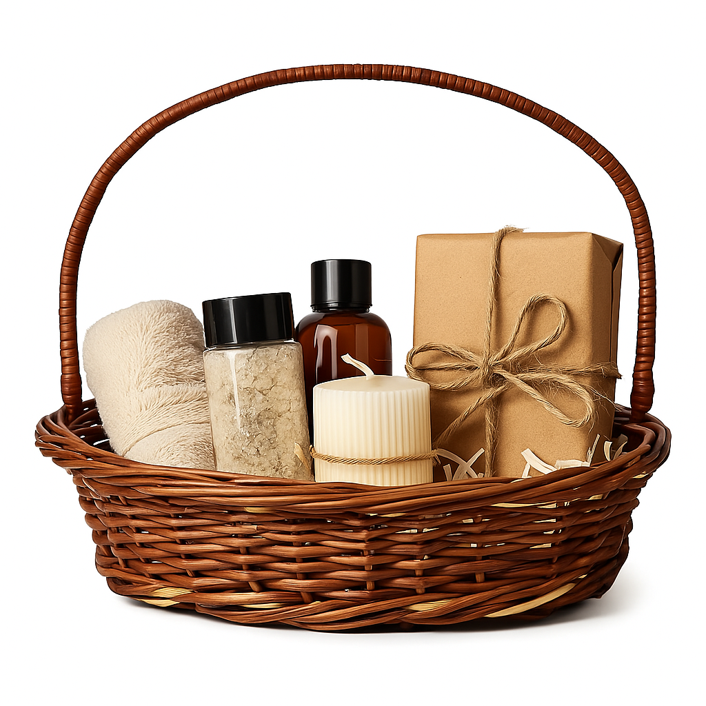 Cane Oval Basket with Handle - 32 cm X 24 cm