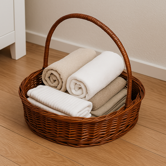 Cane Oval Basket with Handle - 32 cm X 24 cm