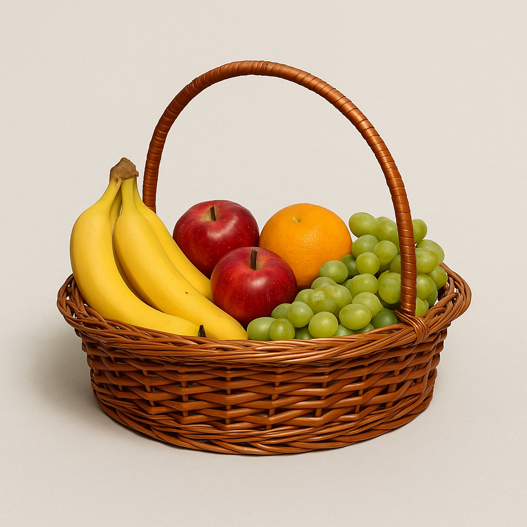 Cane Round Basket with Handle - 36 cm