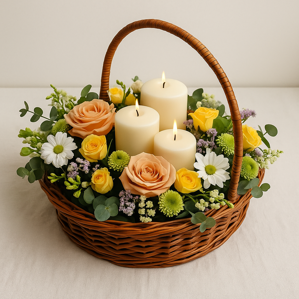 Cane Round Basket with Handle - 36 cm