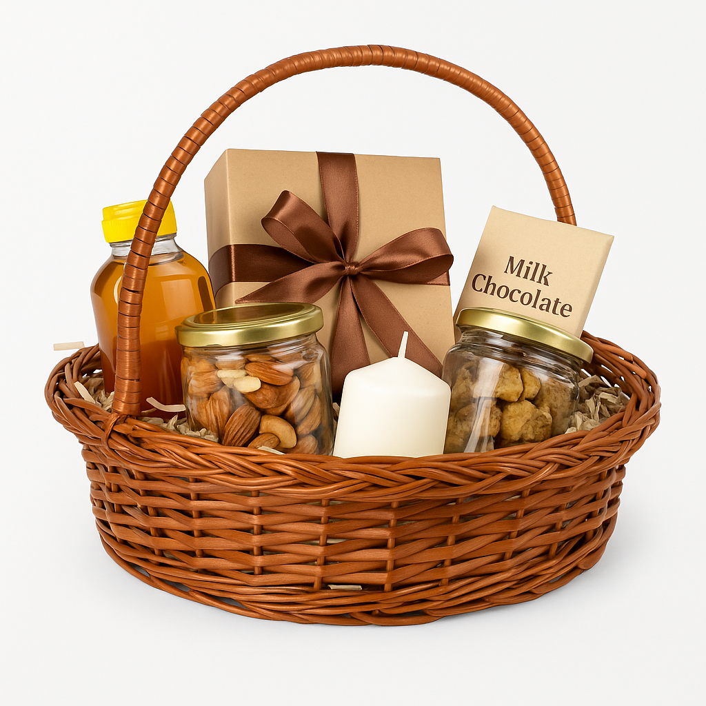 Cane Round Basket with Handle - 34 cm