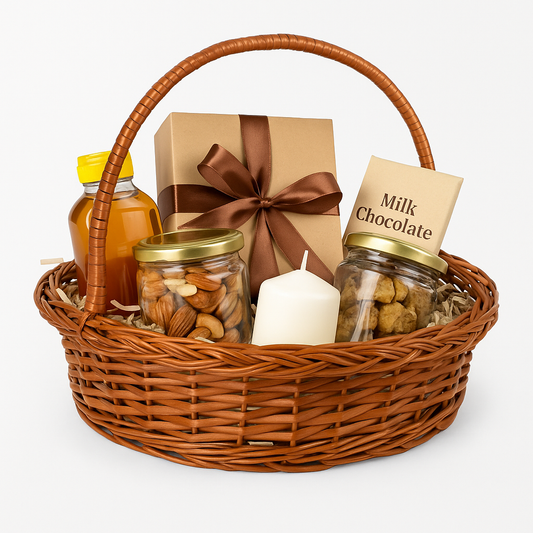 Cane Round Basket with Handle - 34 cm