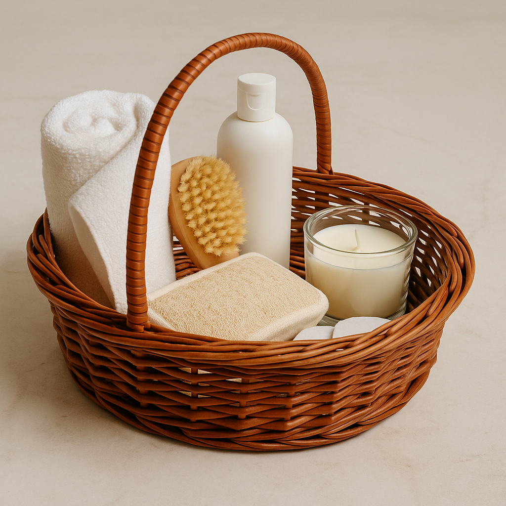 Cane Round Basket with Handle - 34 cm