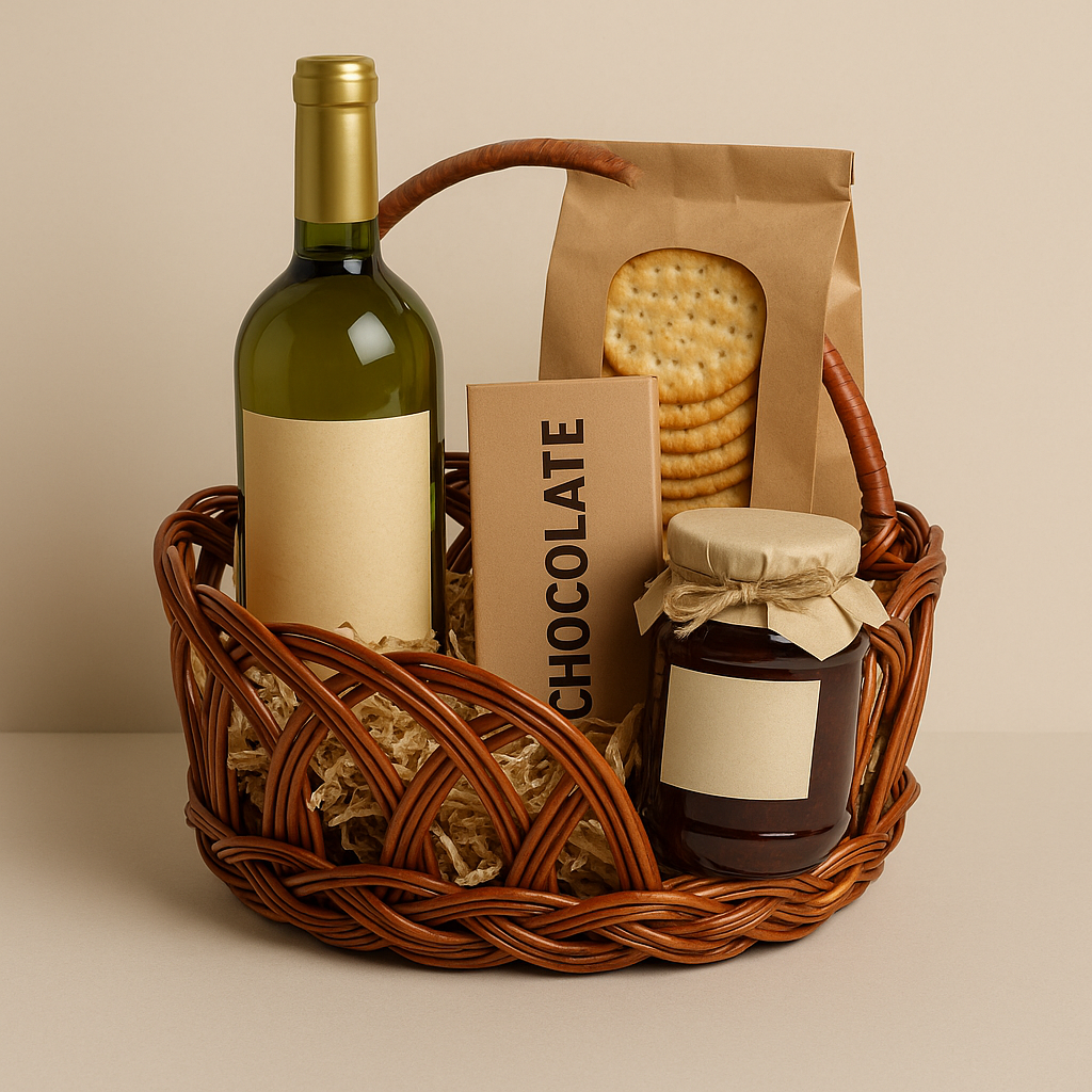 Cane Jally Round Basket with Handle - 22 cm