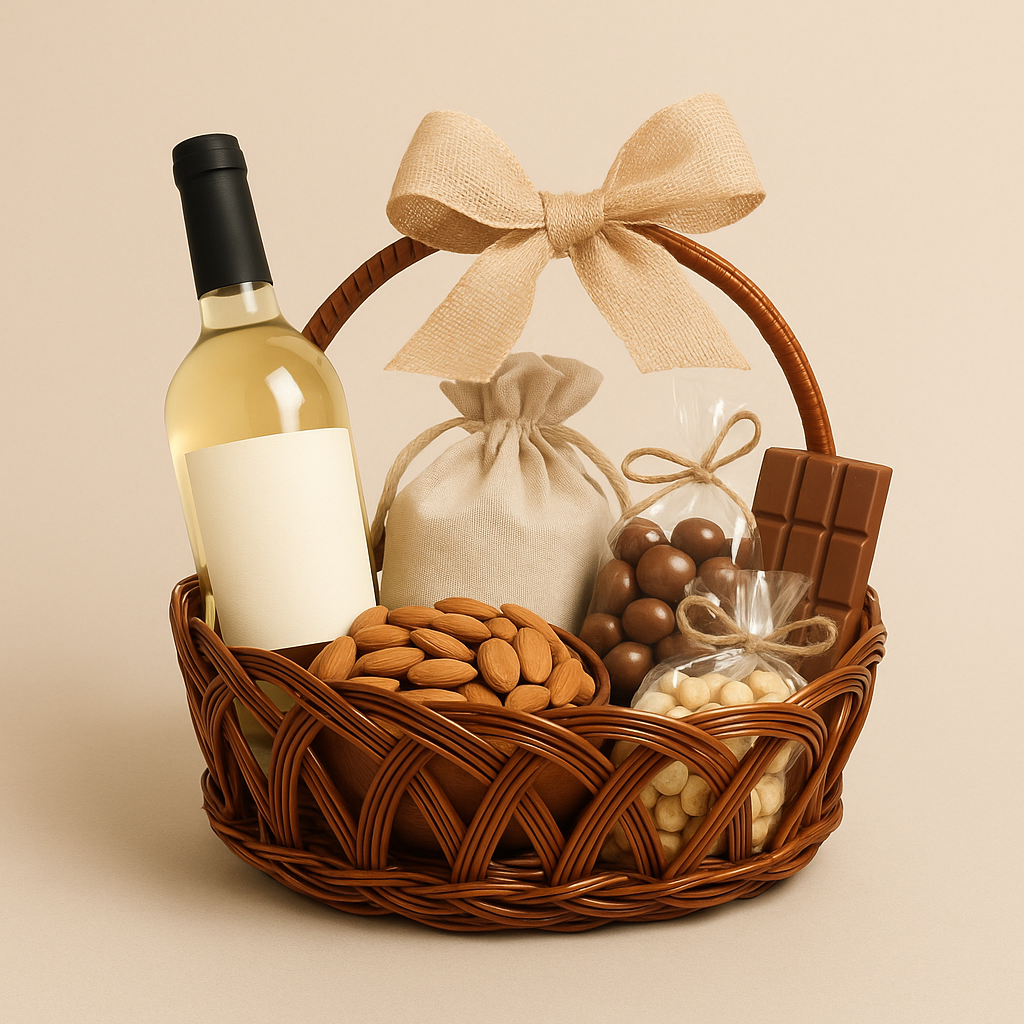 Cane Jally Round Basket with Handle - 20 cm