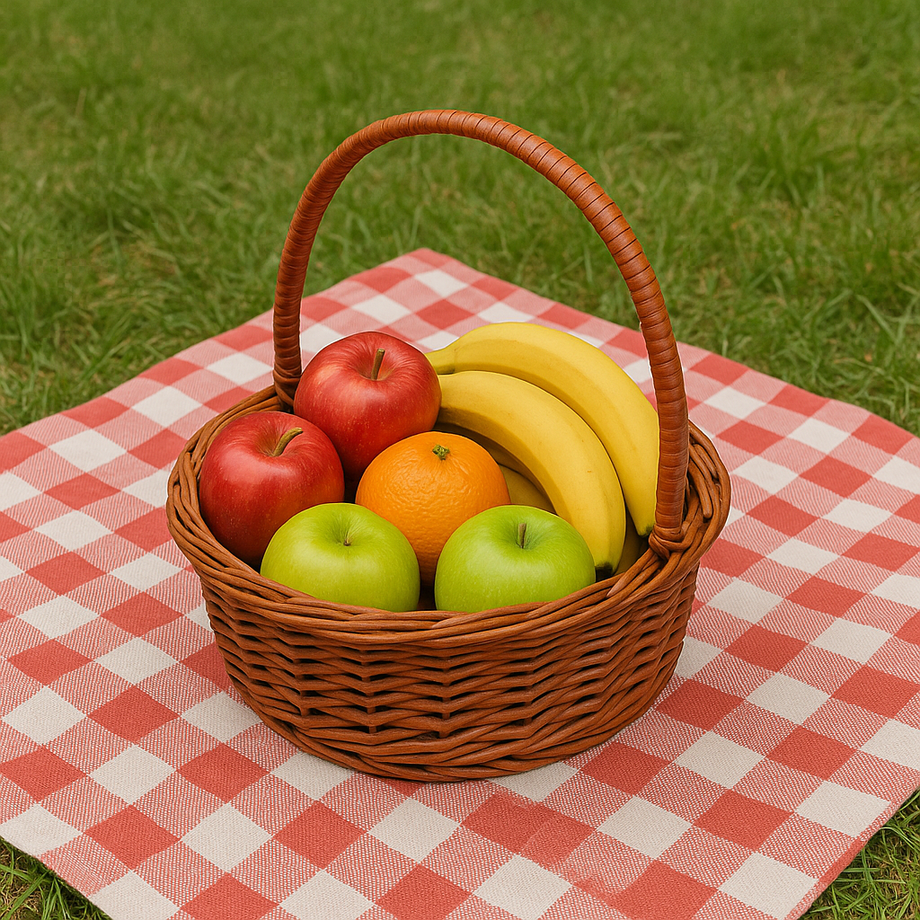 Cane Round Basket with Handle - 30 cm