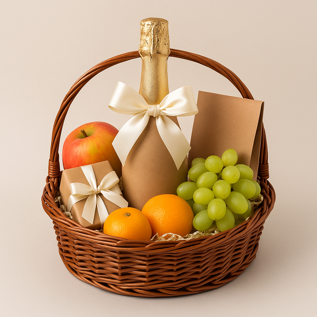 Cane Round Basket with Handle - 30 cm