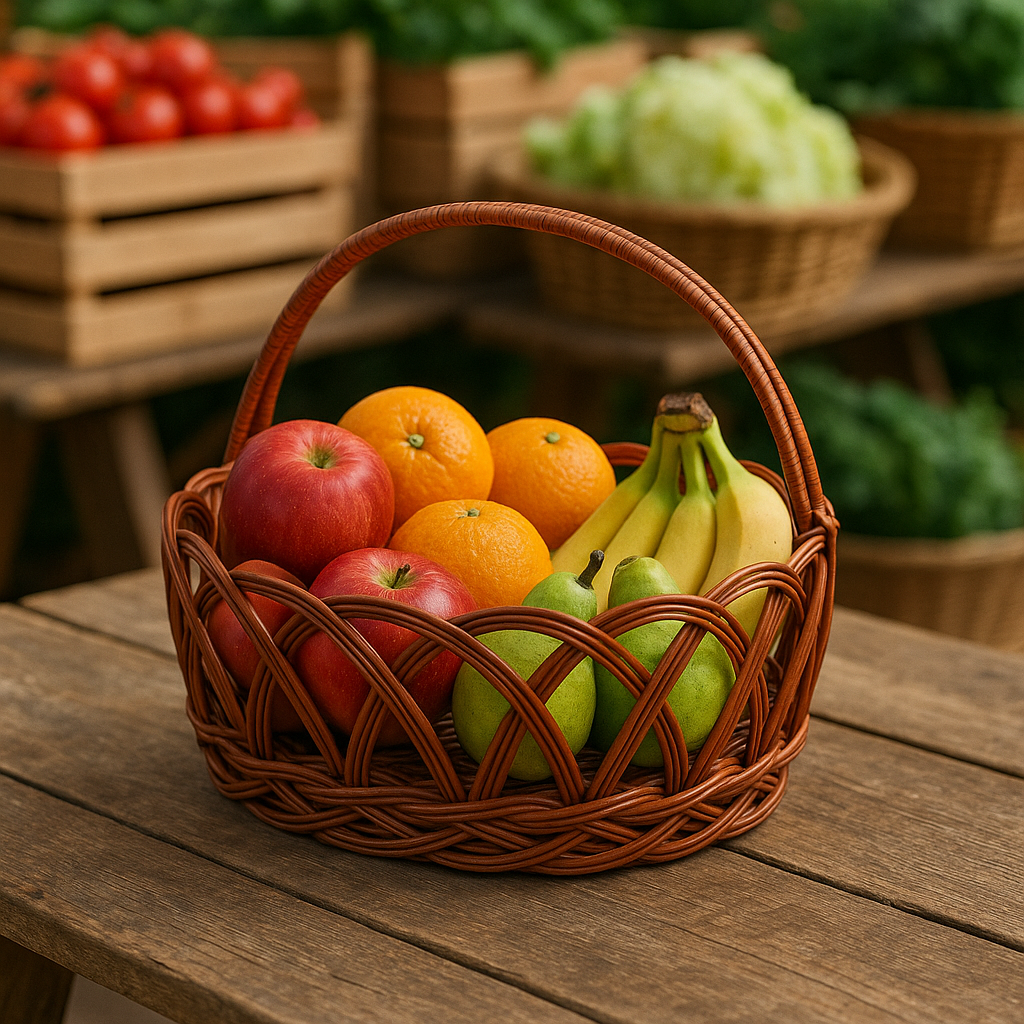 Cane Jally Oval Basket with Handle - 38 cm X 30 cm