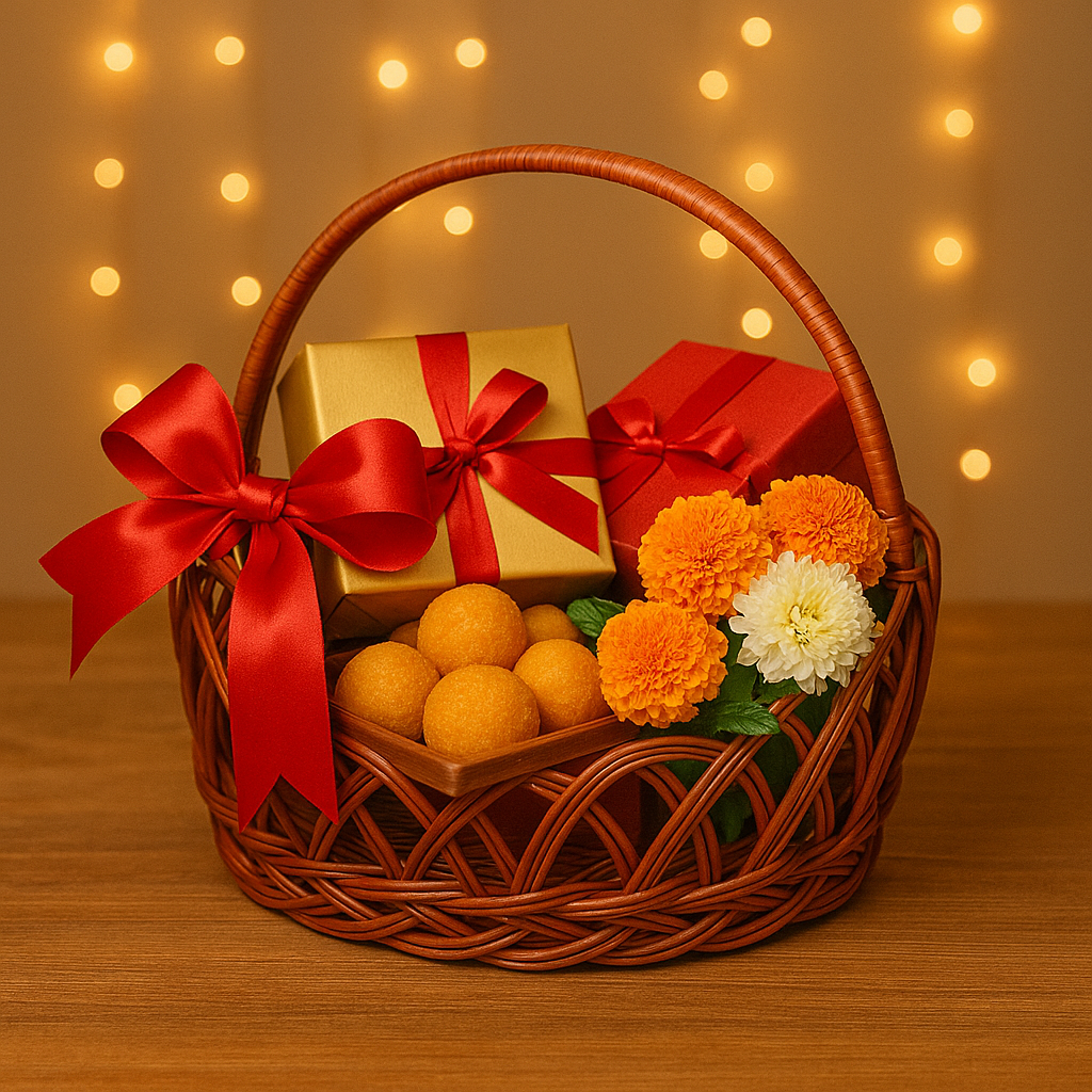 Cane Jally Oval Basket with Handle - 38 cm X 30 cm