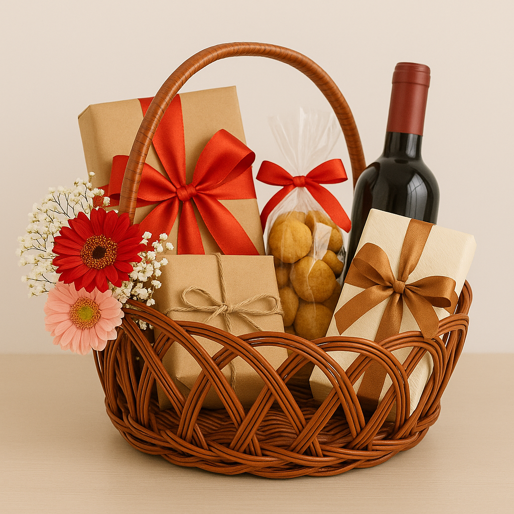 Cane Jally Oval Basket with Handle - 30 cm X 22 cm