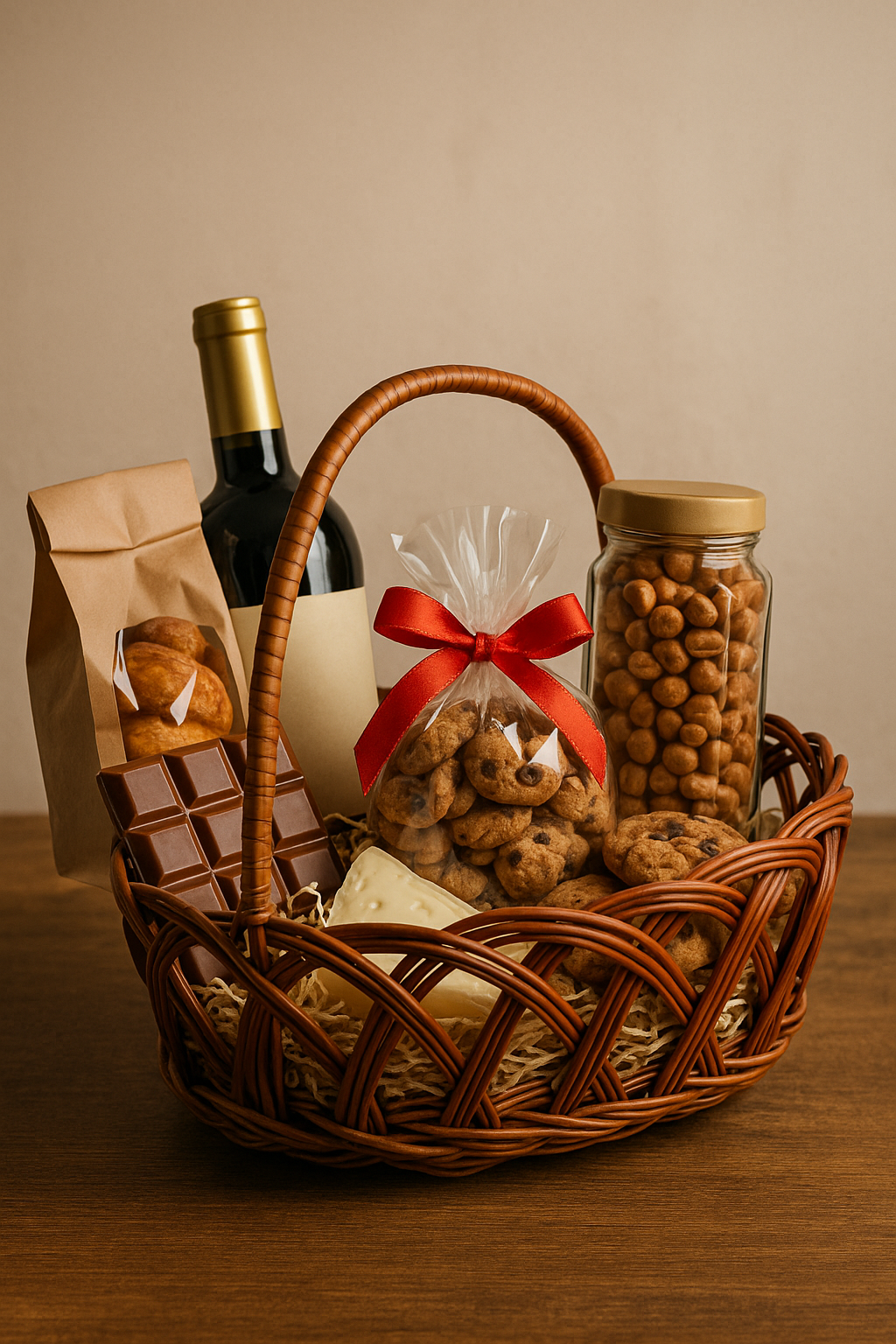 Cane Jally Oval Basket with Handle - 28 cm X 19 cm