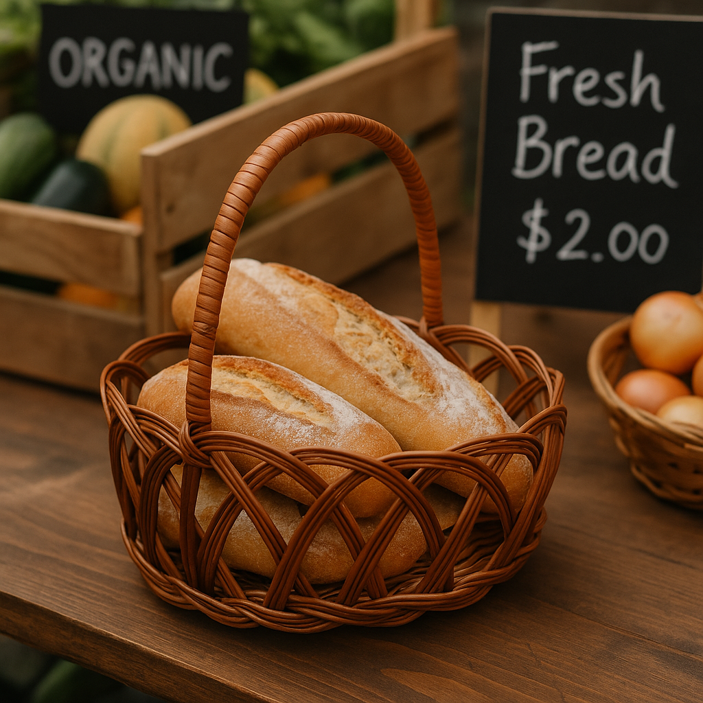 Cane Jally Oval Basket with Handle - 28 cm X 19 cm