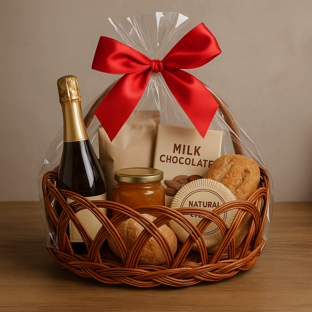 Cane Jally Round Basket with Handle - 26 cm