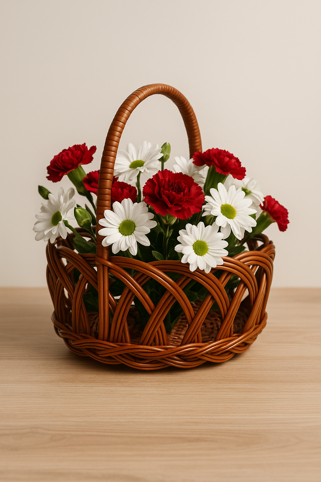 Cane Jally Round Basket with Medium Handle - 20 cm