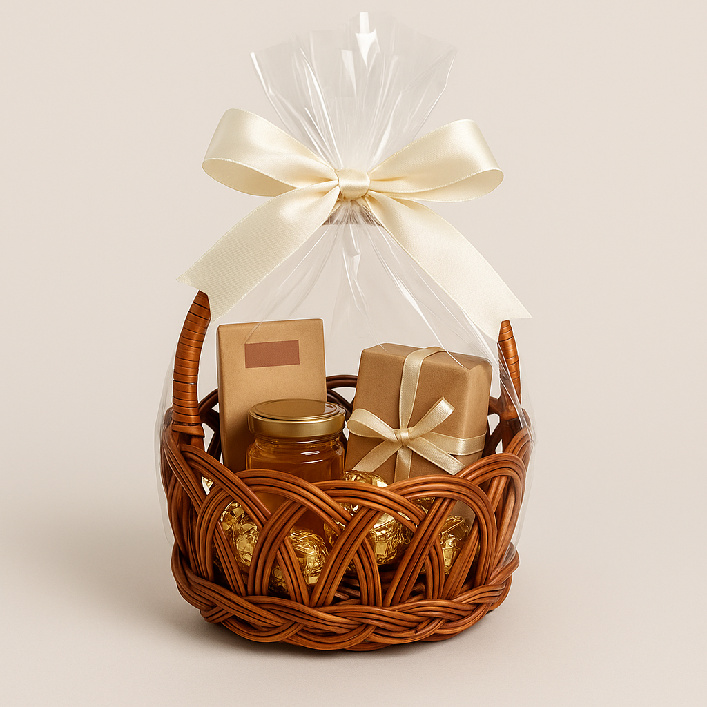 Cane Jally Round Basket with Medium Handle - 17 cm